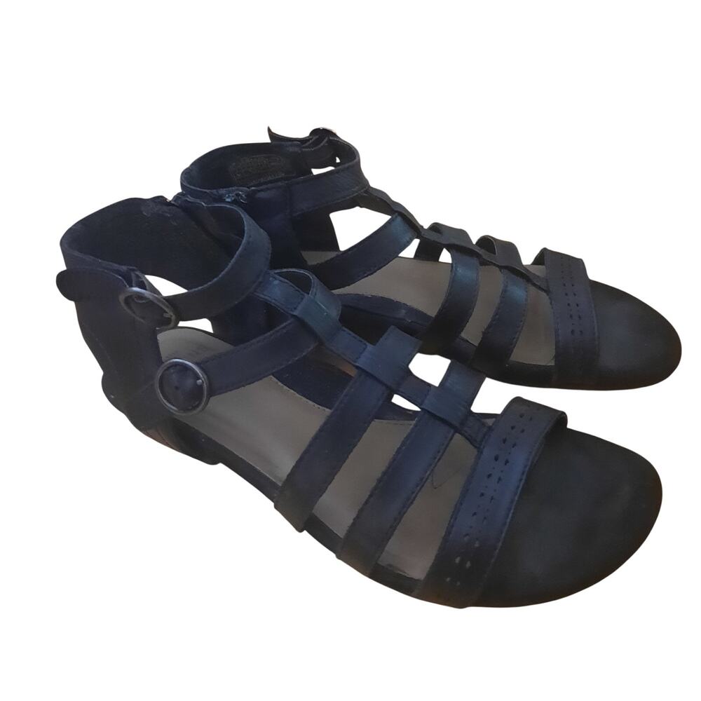 Earth Origins Maren Black Open Toe Zip Side Gladiator Sandals Size 8M
